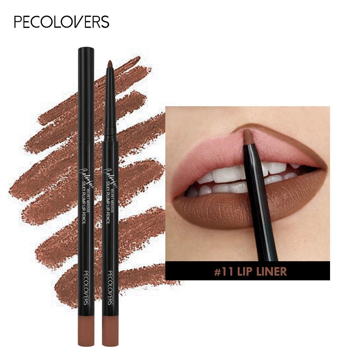 Matte Waterproof Lip Pencil – Smudge-Proof, Moisturizing Lip Liner, 12 Shades