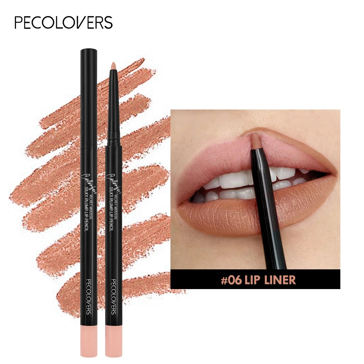 Matte Waterproof Lip Pencil – Smudge-Proof, Moisturizing Lip Liner, 12 Shades