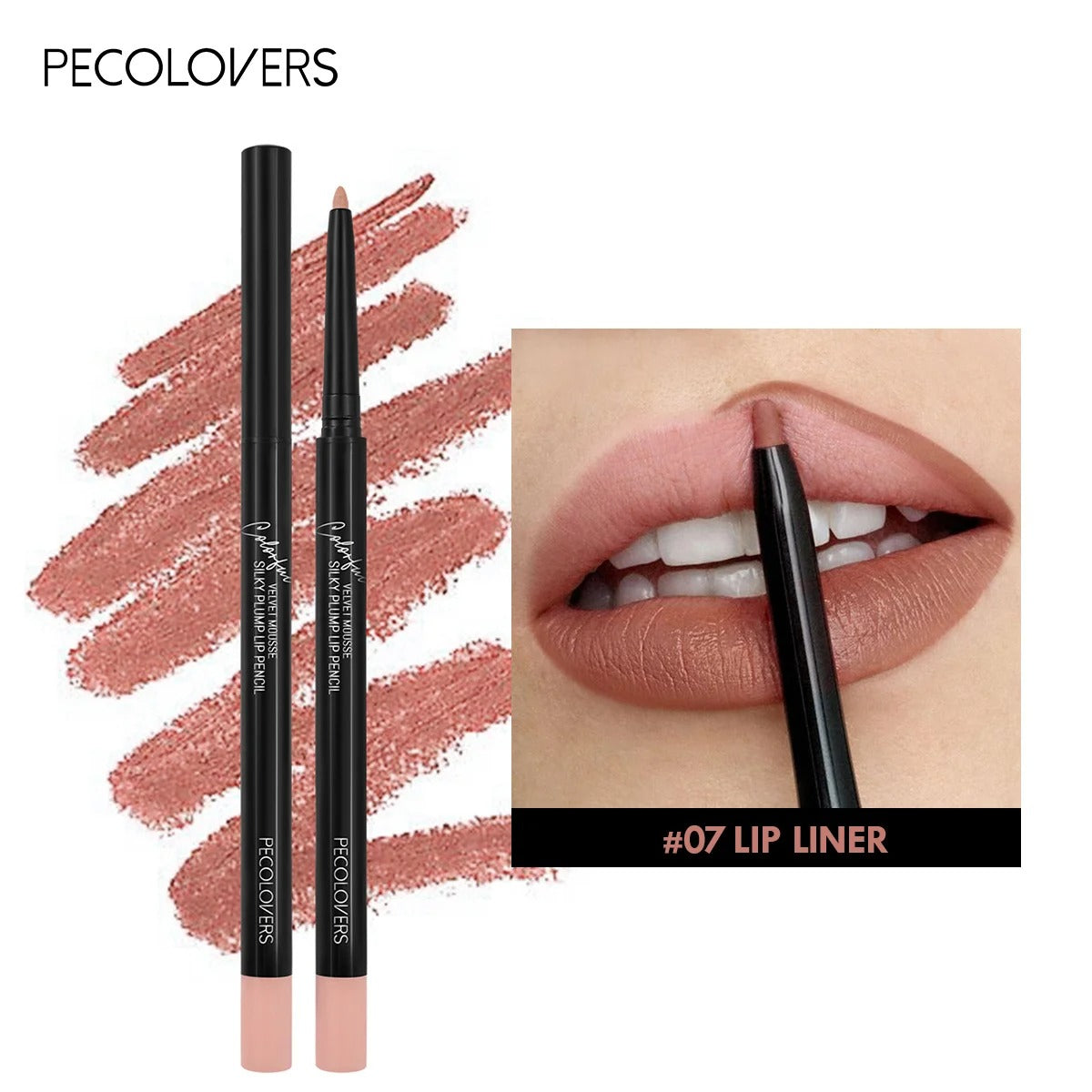 Matte Waterproof Lip Pencil – Smudge-Proof, Moisturizing Lip Liner, 12 Shades