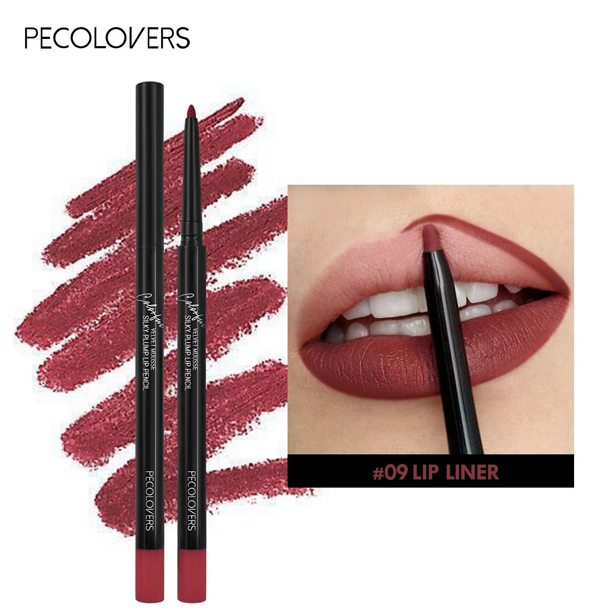 Matte Waterproof Lip Pencil – Smudge-Proof, Moisturizing Lip Liner, 12 Shades