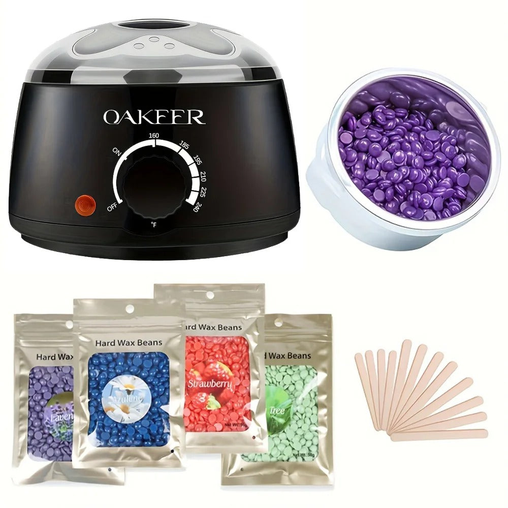 OAKEER Professional Waxing Kit for Women & Male + 200g Wax Beads Set