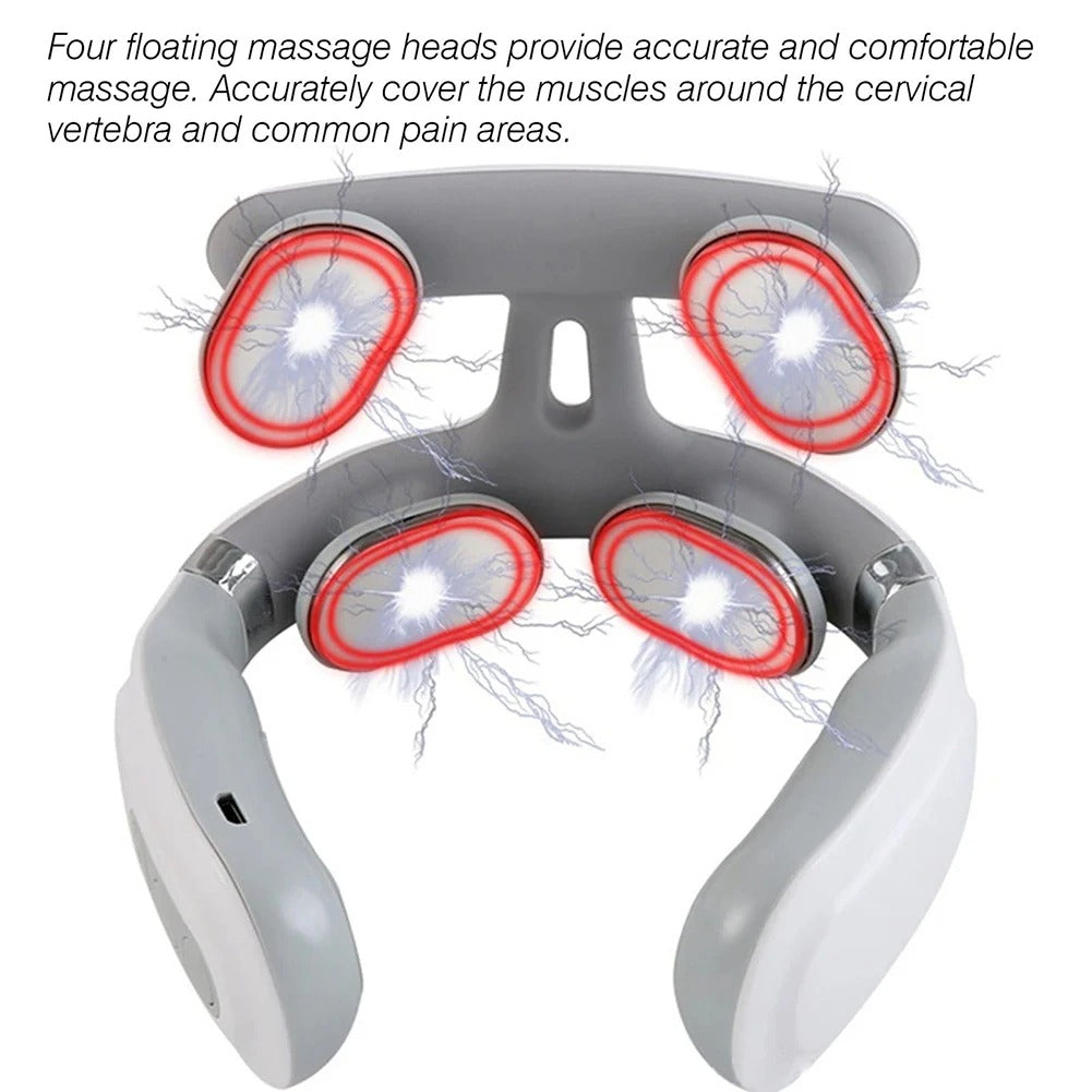 Pain Relief | 4-Head Heated Neck & Shoulder Massager – USB Rechargeable