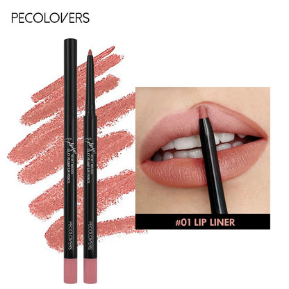 Matte Waterproof Lip Pencil – Smudge-Proof, Moisturizing Lip Liner, 12 Shades