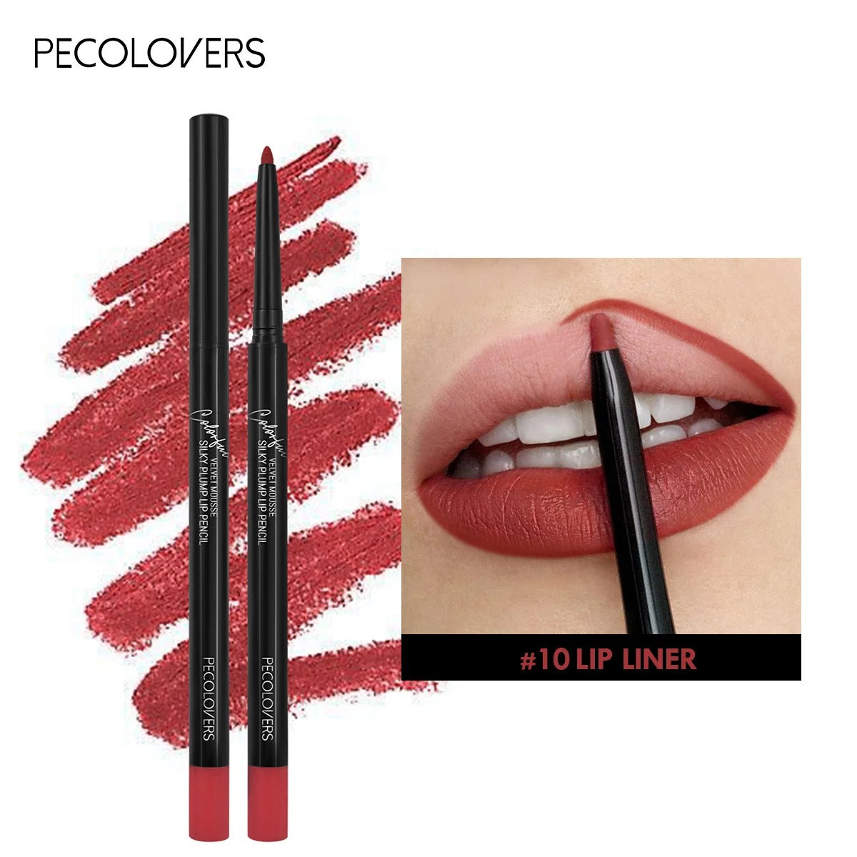 Matte Waterproof Lip Pencil – Smudge-Proof, Moisturizing Lip Liner, 12 Shades