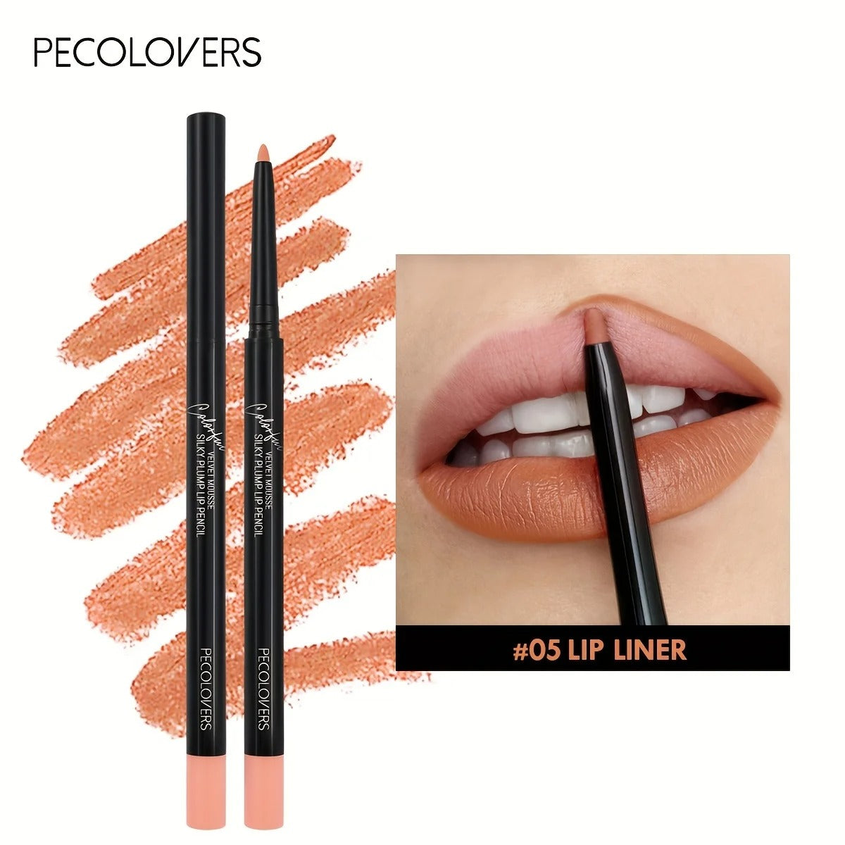 Matte Waterproof Lip Pencil – Smudge-Proof, Moisturizing Lip Liner, 12 Shades