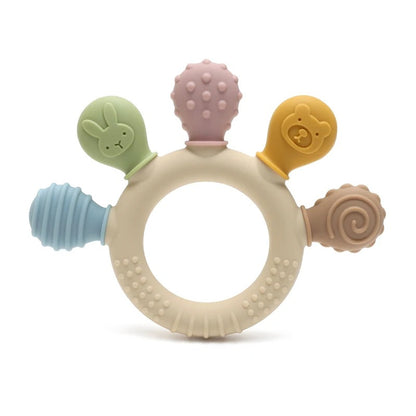 New Hand Multicolour Silicone Baby Ring Teether - Teething Relief for Babies (0-12 Months)