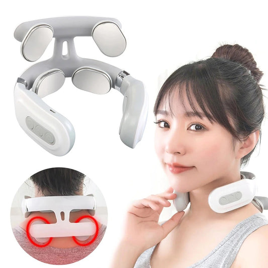 Pain Relief | 4-Head Heated Neck & Shoulder Massager – USB Rechargeable