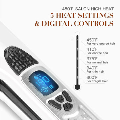 STEAM+ Titanium Flat Iron Hair Straighteners for Women, Dual Voltage Hair Straightening and Curling Iron in One