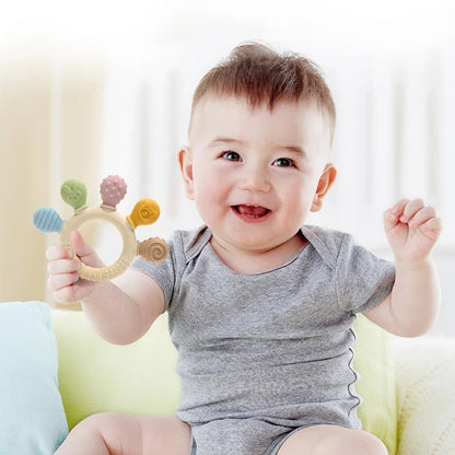 New Hand Multicolour Silicone Baby Ring Teether - Teething Relief for Babies (0-12 Months)