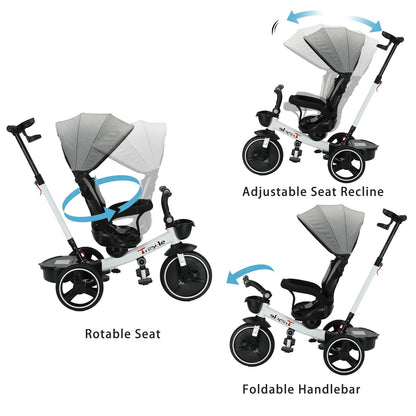 Baby Stroller Tricycle Ride Bike - 5-in-1, Adjustable Canopy, Sitting & Lying (1-5 Years)
