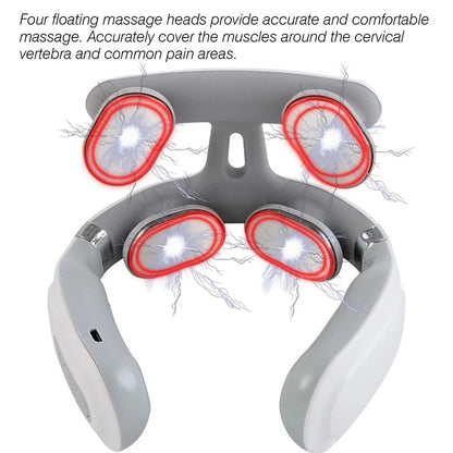 Pain Relief | 4-Head Heated Neck & Shoulder Massager – USB Rechargeable