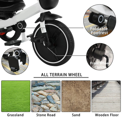 Baby Stroller Tricycle Ride Bike - 5-in-1, Adjustable Canopy, Sitting & Lying (1-5 Years)