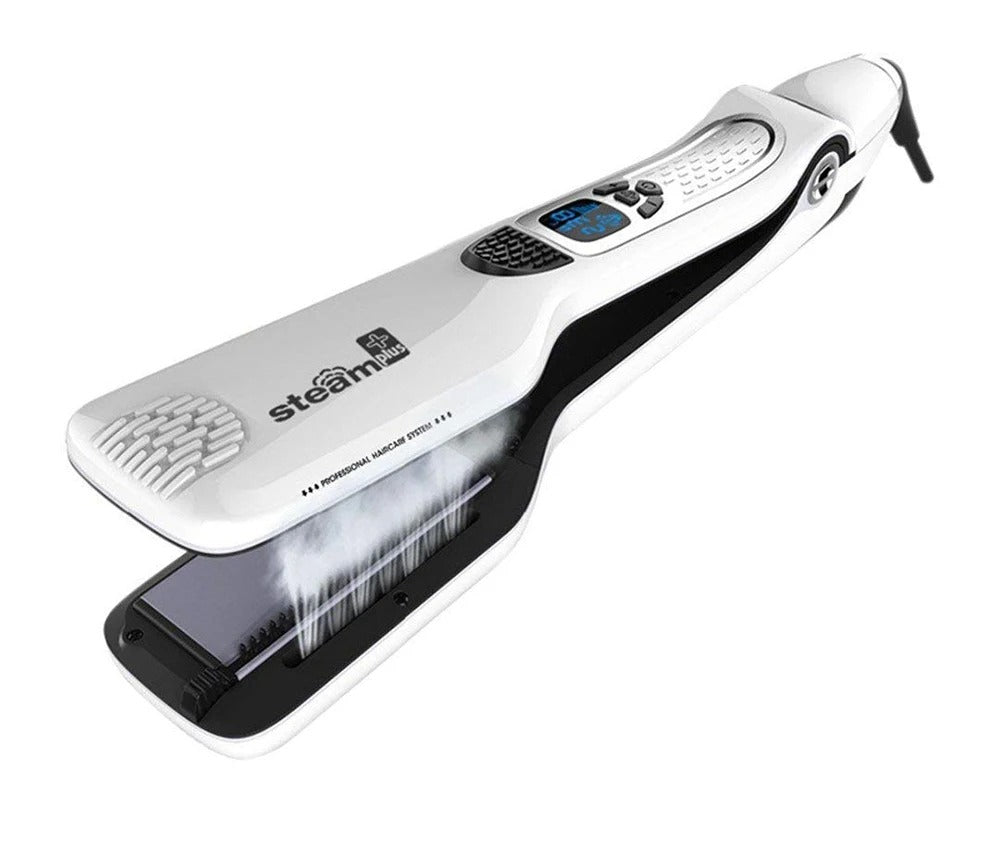 STEAM+ Titanium Flat Iron Hair Straighteners for Women, Dual Voltage Hair Straightening and Curling Iron in One