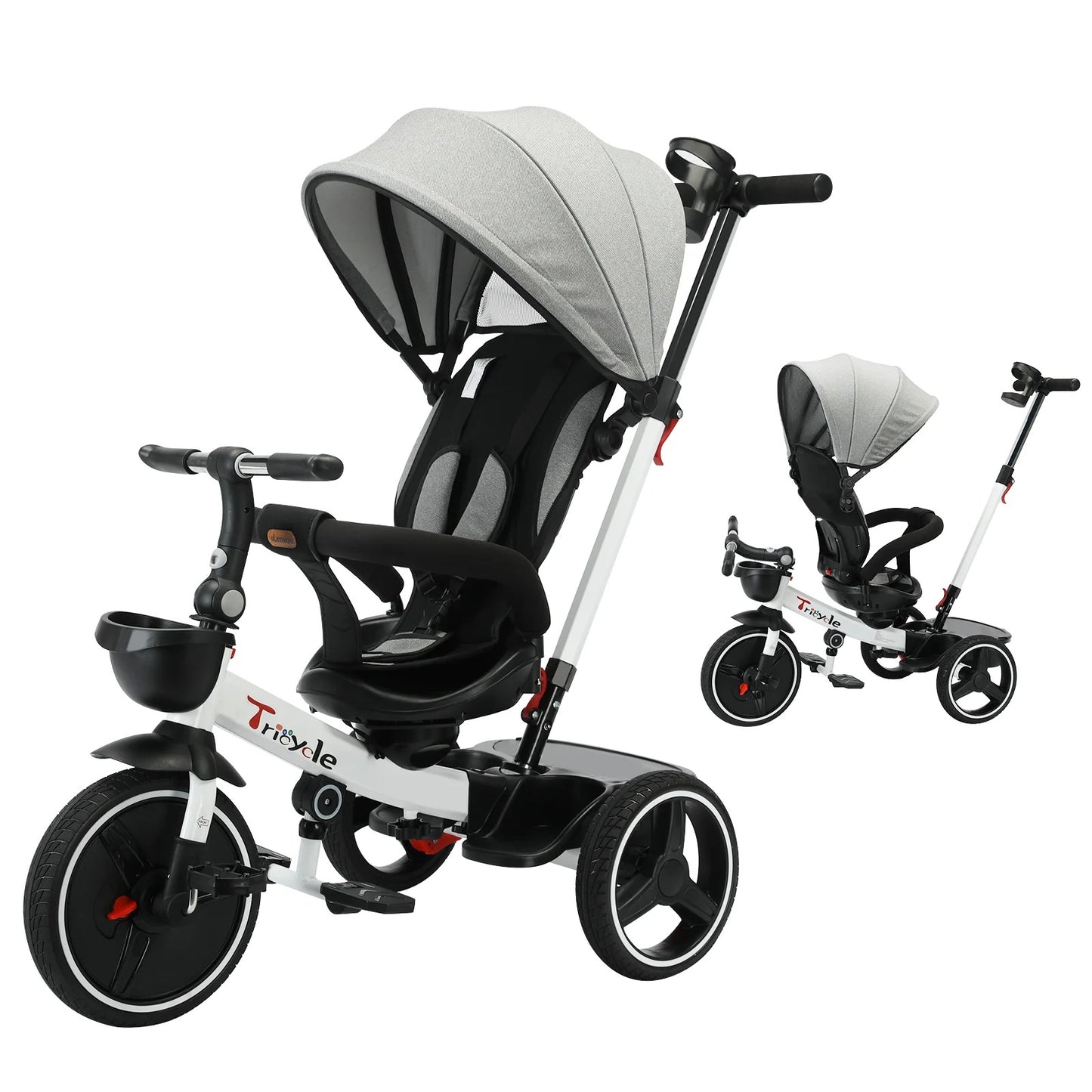 Baby Stroller Tricycle Ride Bike - 5-in-1, Adjustable Canopy, Sitting & Lying (1-5 Years)