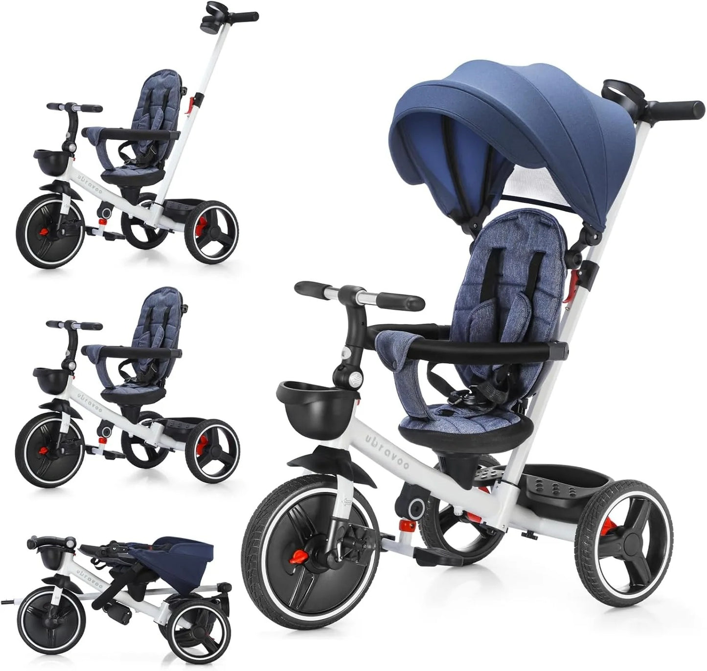 Baby Stroller Tricycle Ride Bike - 5-in-1, Adjustable Canopy, Sitting & Lying (1-5 Years)